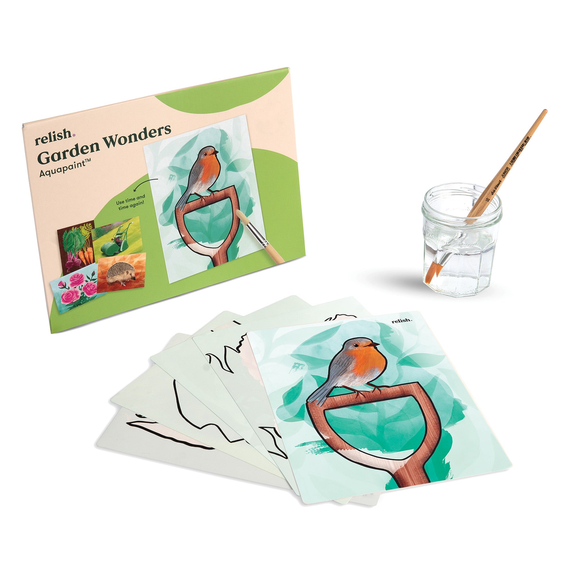 Malen mit Wasser: „Garten Wunder“, 5 wiederverwendbare Vorlagen, Aquapaint™ „Garden Wonders"