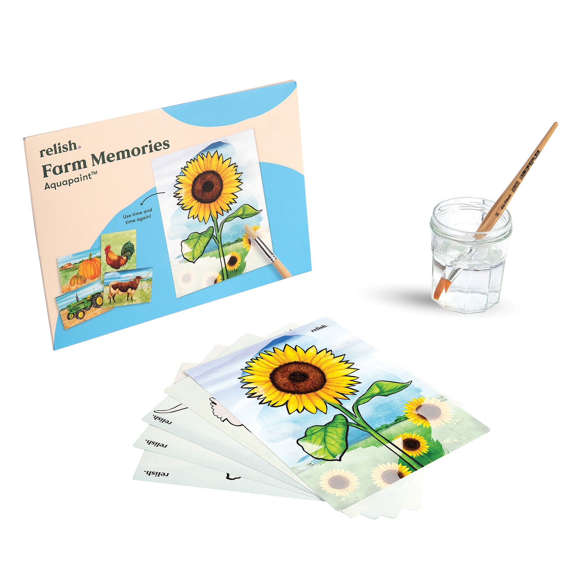 Malen mit Wasser: „Bauernhof“, 5 wiederverwendbare Vorlagen, Aquapaint™ „Farm Memories"