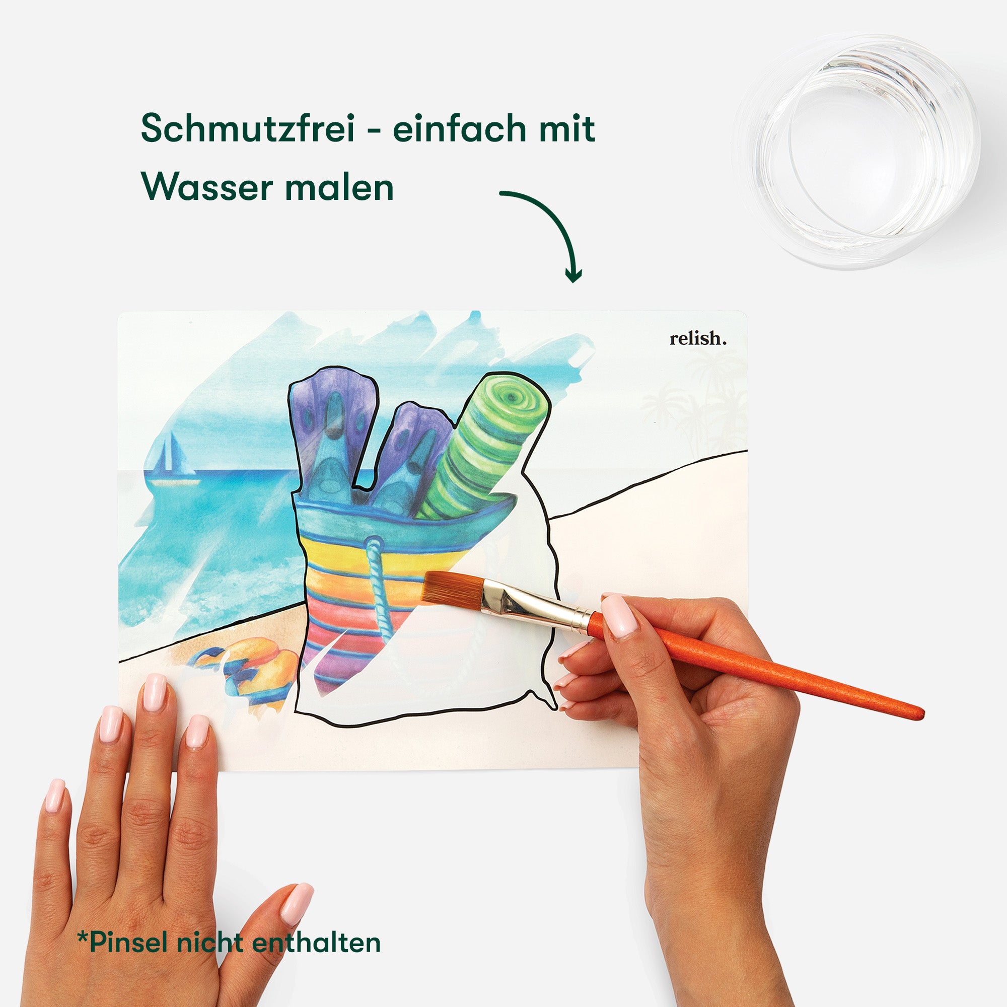 Malen mit Wasser: „Küstenflucht“, 5 wiederverwendbare Vorlagen, Aquapaint™ „Coastal Escape"