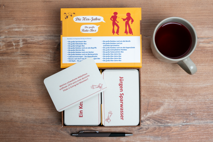 Ratekarten "Das große 70er-Jahre-Quiz", Quiz-Spiel für Senioren - auch mit Demenz