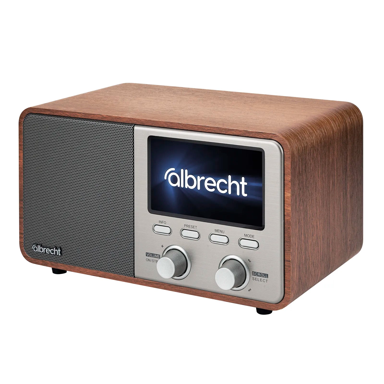 Digital-Radio DR760 von Albrecht im Retro-Design und sehr großem 4,3“ Farbdisplay, BT-Musikstreaming, 5-Watt-RMS-Lautsprecher mit Bassreflex