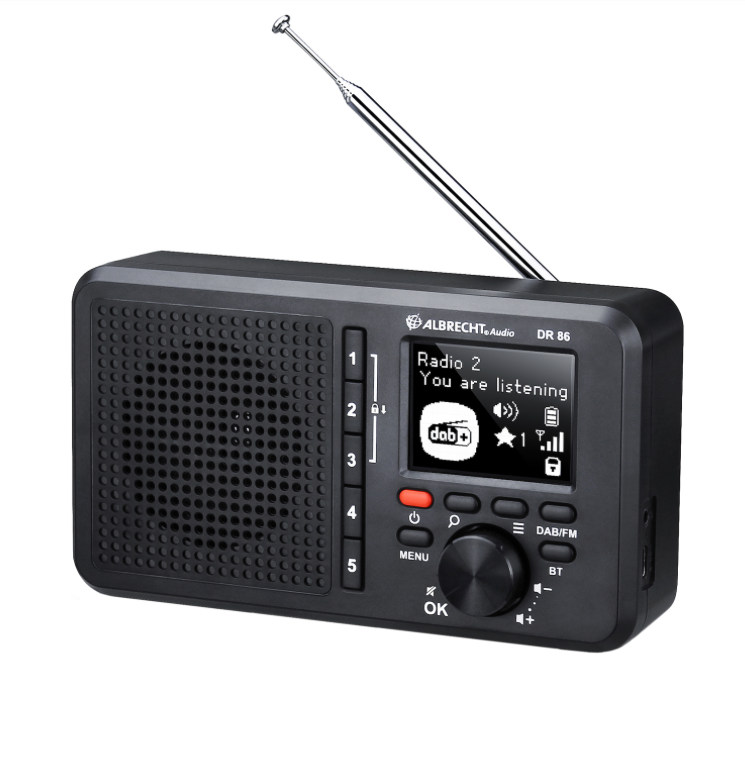 Albrecht DR86 Senioren Digital-Radio, große Tasten/Anzeige, einfache Bedienung, Netz/Akku