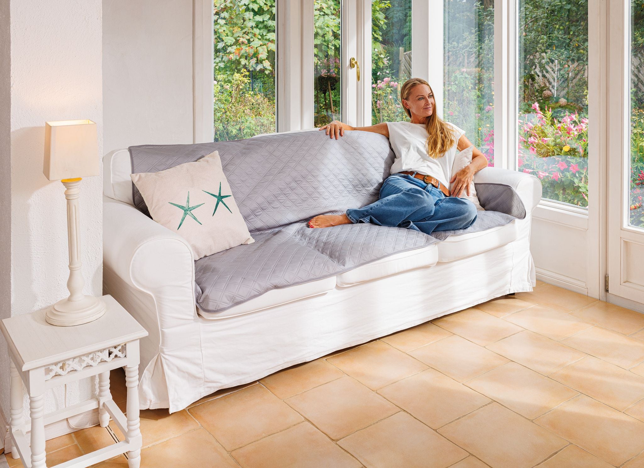 Schutzdecke, CouchGuard Überwurf, wasserundurchlässig, 120 x 200 cm, grau