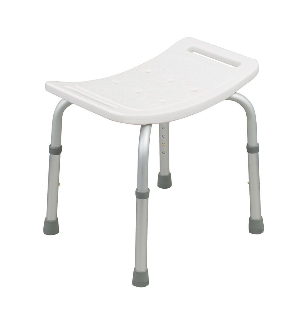 Duschhocker mit gebogener Sitzfläche, höhenverstellbar, Aluminium
