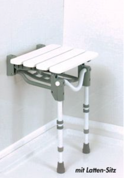 Duschklappsitz Tootong, Lattensitz, mit Stützbeinen, höhenverstellbar