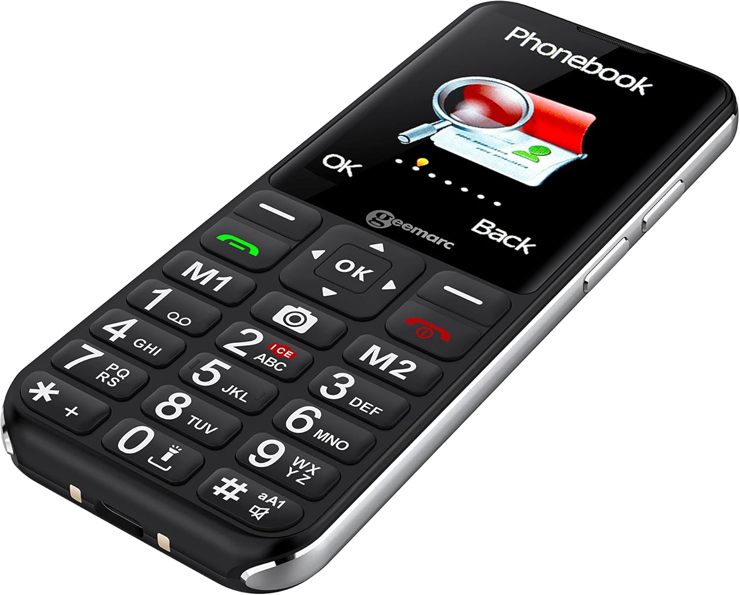 Senioren Handy mit Ladestation, große beleuchtete Tasten, verstärkte Empfangslautstärke, SOS-Notruftaste, 4G, Geemarc CL8600