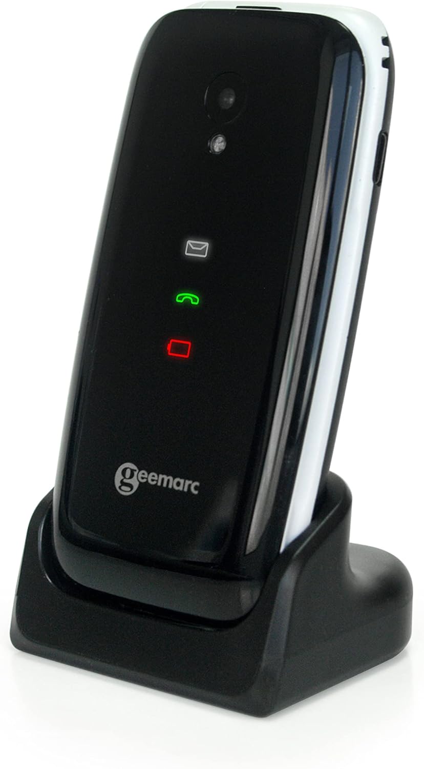 Senioren Klapphandy mit Ladestation, große beleuchtete Tasten, verstärkte Empfangslautstärke, SOS-Notruftaste, 4G, Geemarc CL8700