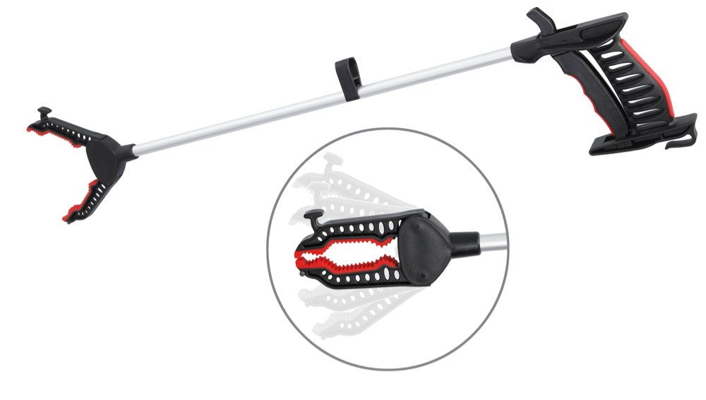 Greifhilfe mit integriertem Haken und Magnet, Drehbarer Greifkopf