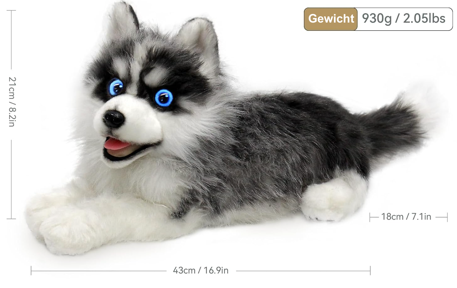metaDog - Interaktiver Roboter-Hund „Husky“ für Senioren und Menschen mit Demenz, Akkubetrieben