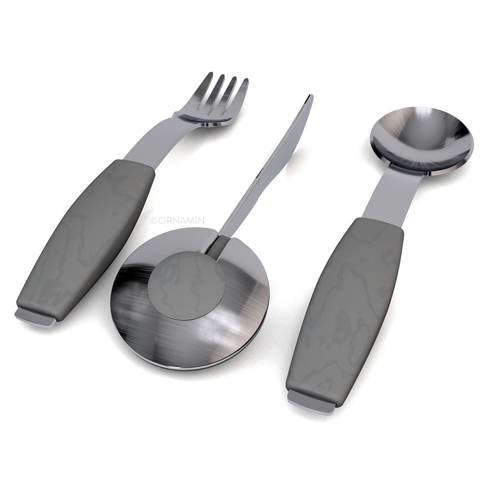 Demenz-Besteckset, Ornamin 980, Messer, Gabel, Löffel, Spezial-Besteck mit verstärkten Griffen