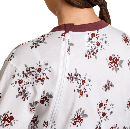 Suprima Pflege-Schlafanzug Floral, lang, Rücken- und Beinreißverschluss – Baumwolle - Damen