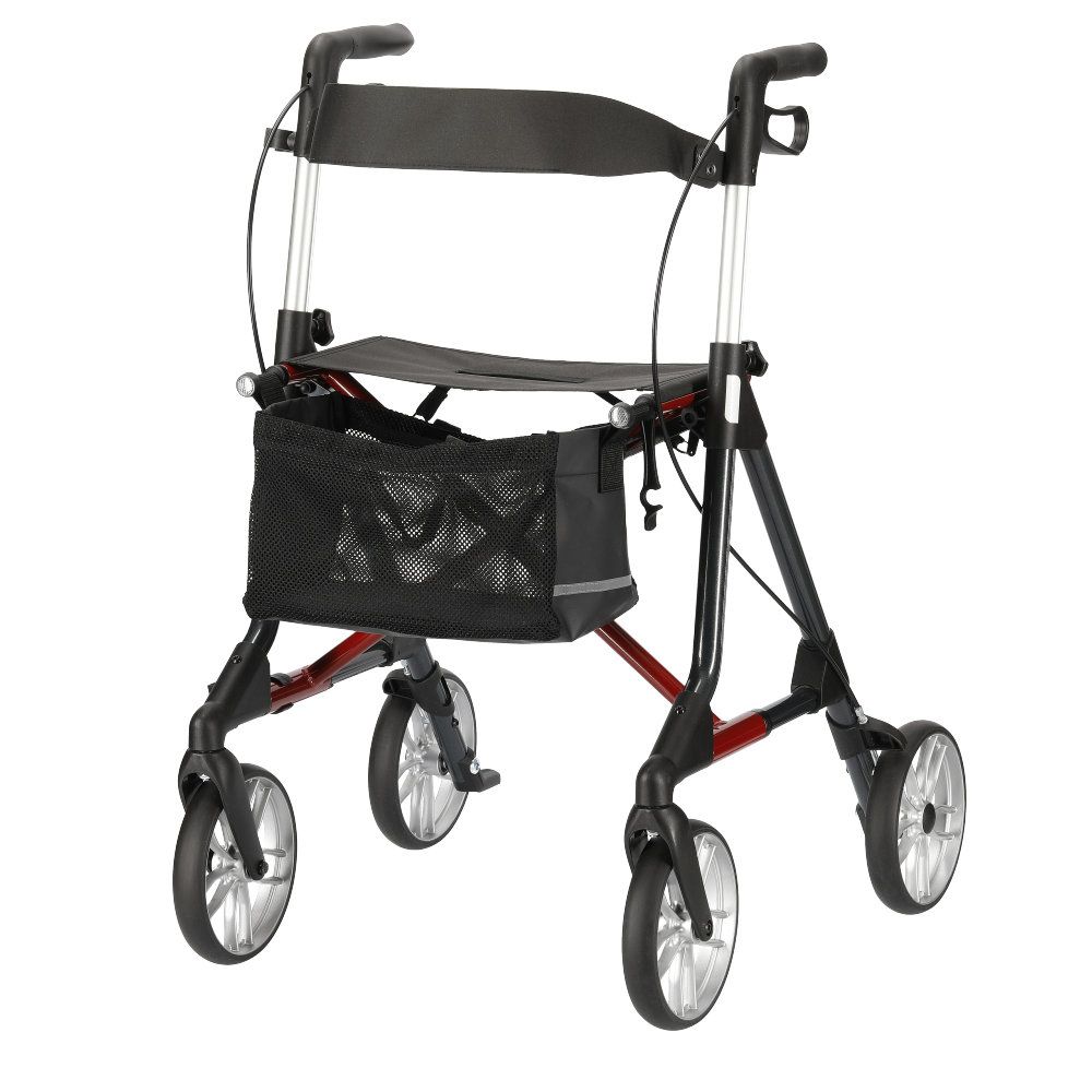 Rollator elan classic, klappbar, breite Standfläche, anthrazit/dunkelrot