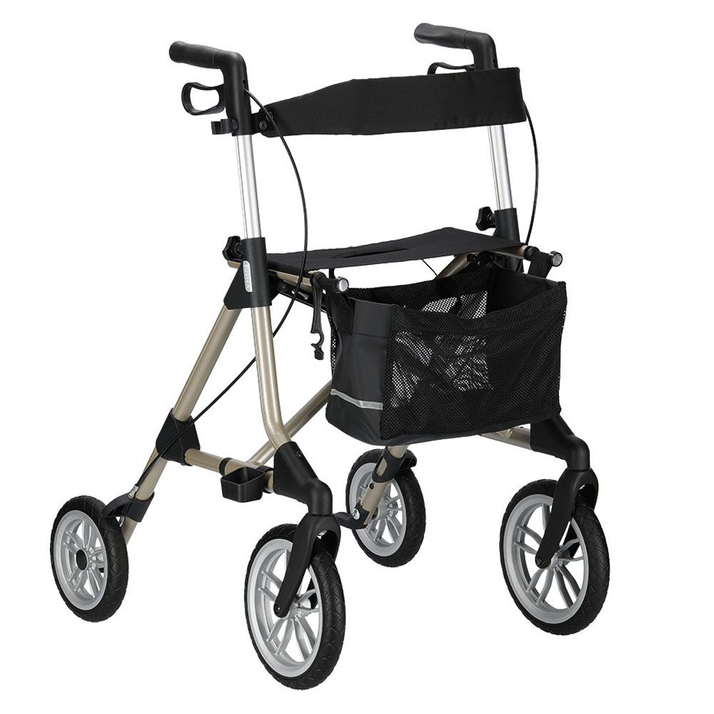 Rollator elan tour, klappbar, weiche strukturierte Räder, große Vorderräder, 60 cm Sitzhöhe