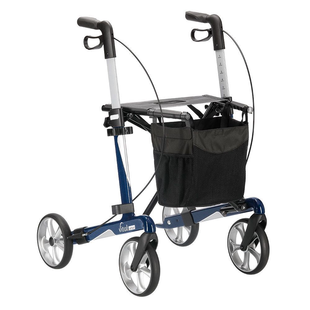 Rollator vital carbon, klappbar, höhenverstellbar, Carbonrahmen, saphirblau