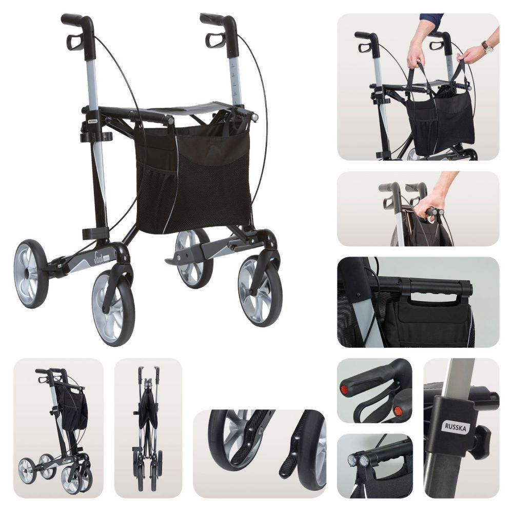 Rollator vital carbon, klappbar, höhenverstellbar, Carbonrahmen, carbonschwarz