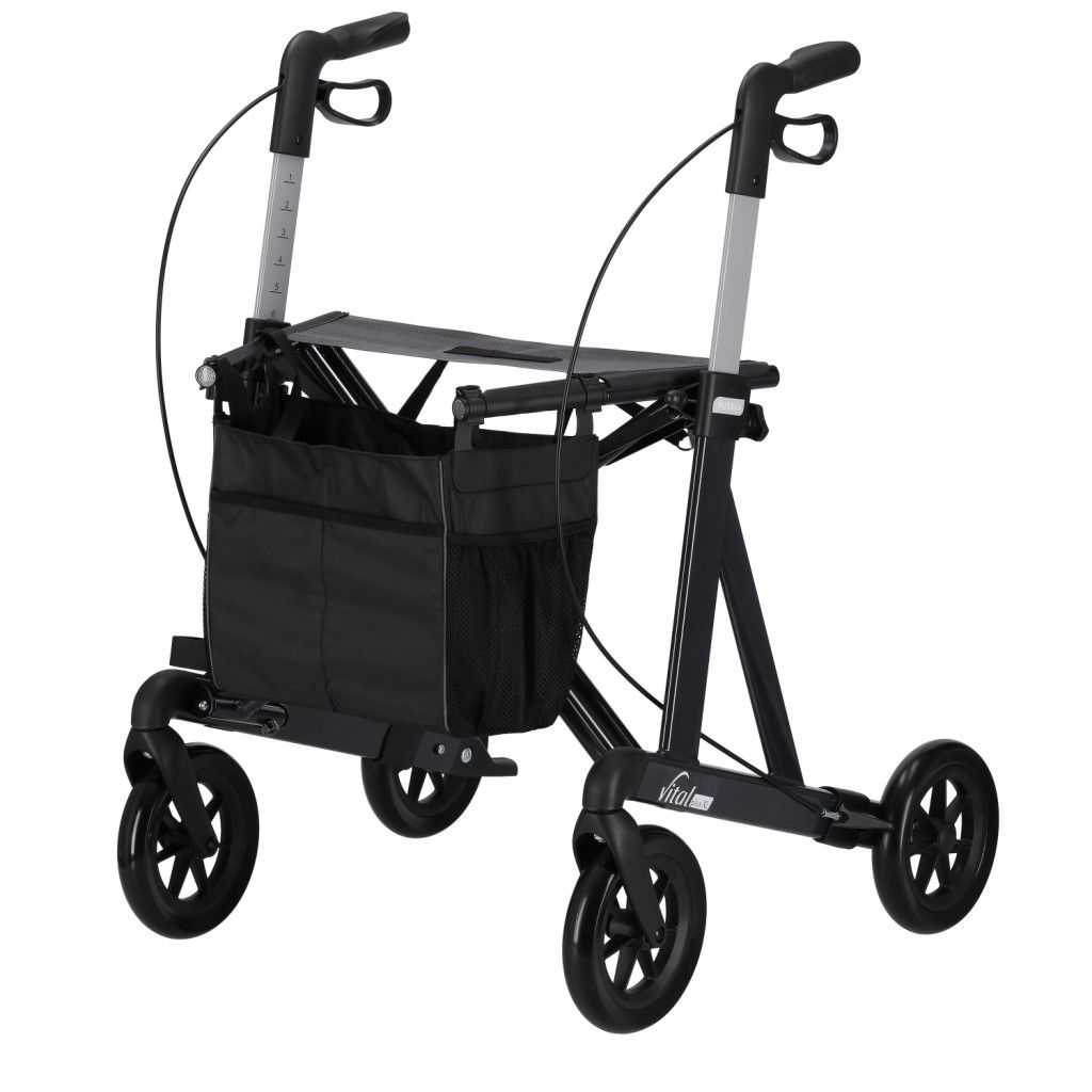 Rollator vital plus XL, klappbar, höhenverstellbar, Stoßdämpfung, Aluminiumrahmen, grau