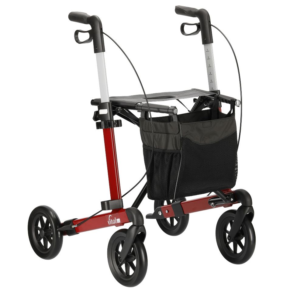 Rollator vital plus, klappbar, höhenverstellbar, Stoßdämpfung, Aluminiumrahmen, kirschrot