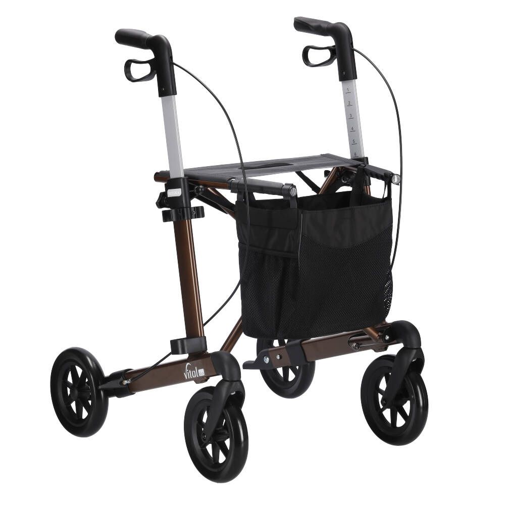 Rollator vital plus, klappbar, höhenverstellbar, Stoßdämpfung, Aluminiumrahmen, Mokka