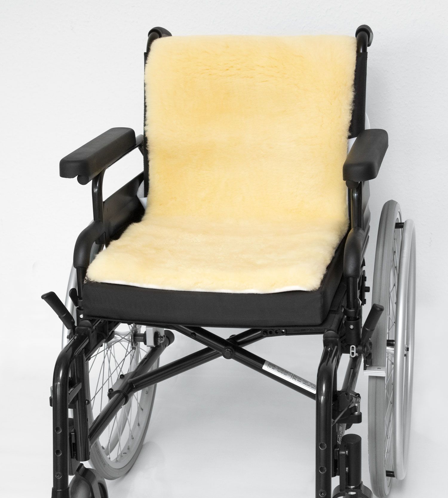 Rollstuhlauflage Natur-Schaf-Fell, 40 x 85 cm, medi-gelb