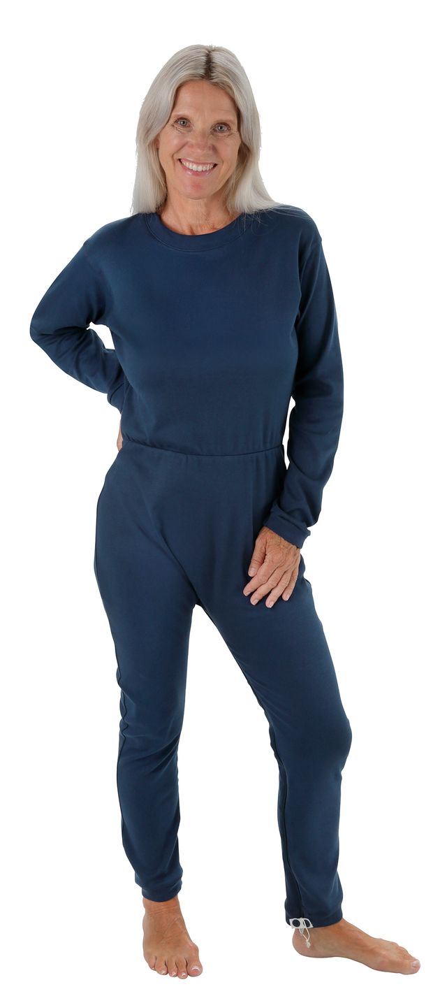 Suprima Pflegeoverall Slim, lang, Rücken- und Beinreißverschluss, Baumwolle, unisex, marine (dunkelblau)