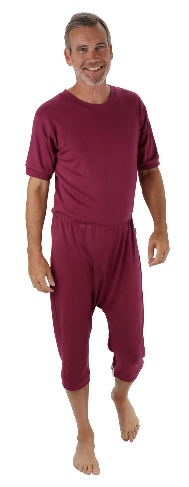 Suprima Pflegeoverall Slim, kurz, Rücken- und Beinreißverschluss, Baumwolle, unisex, Erika (weinrot/lila)