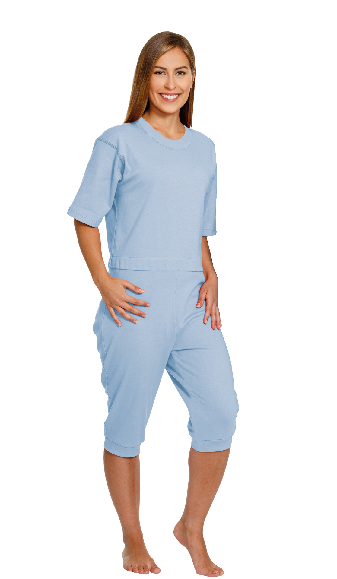 Suprima CareBasic Pflegeoverall, kurz, Rückenreißverschluss, Baumwolle, unisex, Hellblau