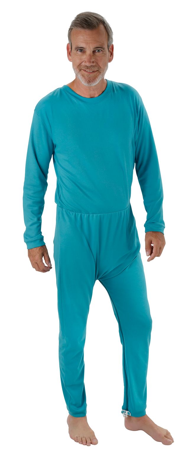 Suprima Pflegeoverall Slim, lang, Rücken- und Beinreißverschluss, Baumwolle, unisex, Petrol (hellblau)