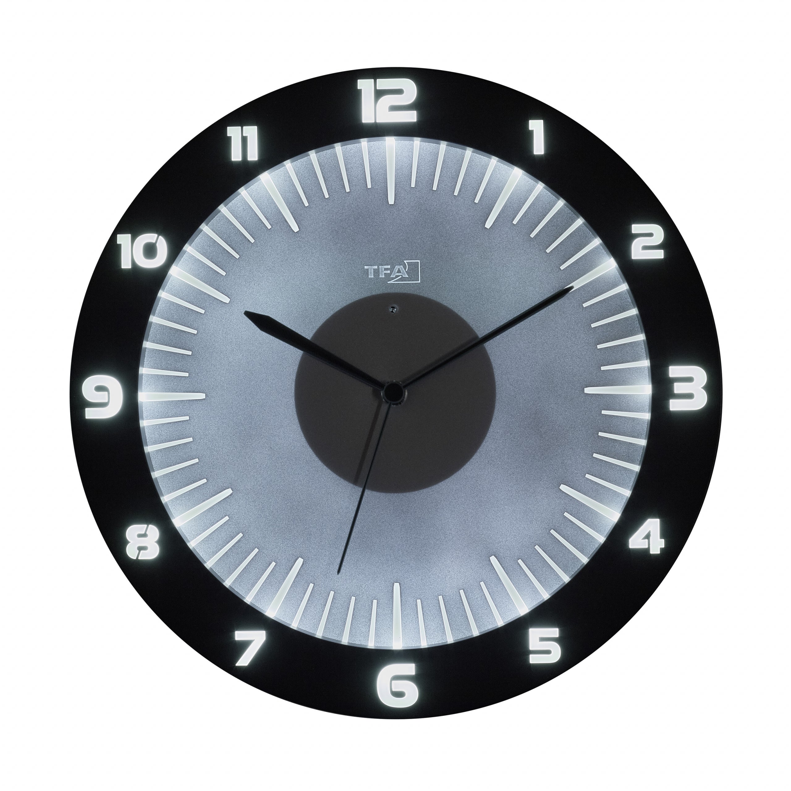 Analoge Funk-Wanduhr mit farbiger Beleuchtung, Lumoclock, ø 30 cm