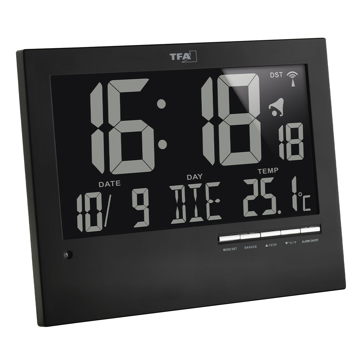 Funkuhr mit automatischer Hintergrundbeleuchtung, 31x23 cm, invertiertes Display