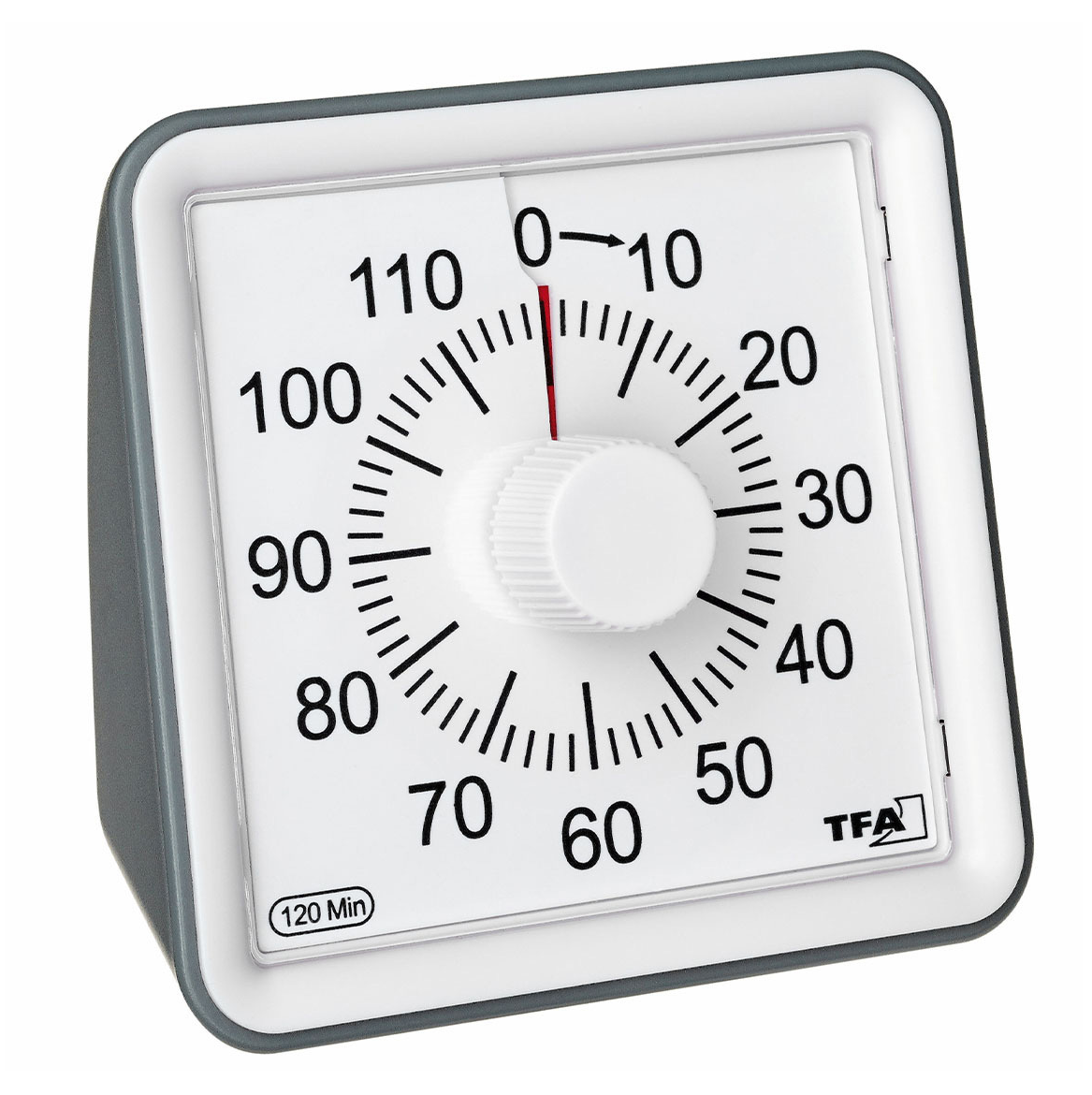 Senioren-Küchen-Timer mit roter Restzeit-Anzeige und Drehknopf, zwei Lautstärken, 1-120 Minuten