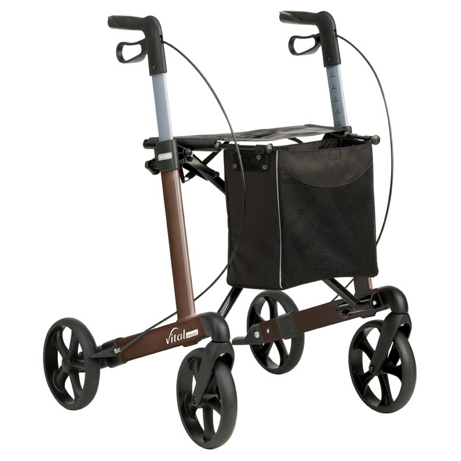 Rollator vital classic, klappbar, höhenverstellbar, Aluminiumrahmen, Mokka