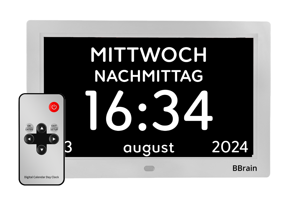 XL-Uhr mit vorprogrammierten Erinnerungen, 10 Zoll Bildschirm, BBrain Basic Analog Uhr