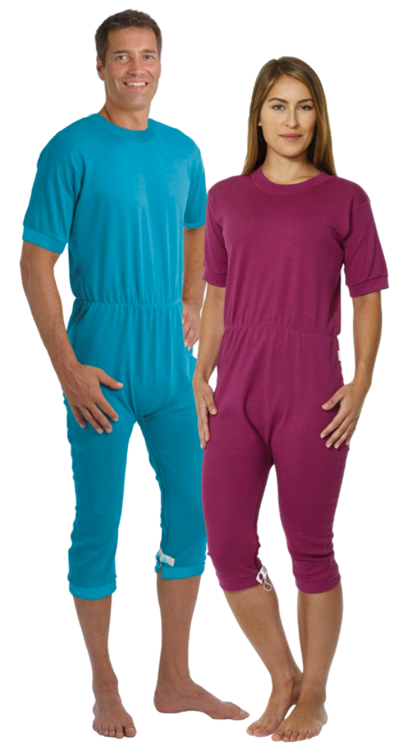 Suprima Pflegeoverall Slim, kurz, Rücken- und Beinreißverschluss – Baumwolle - unisex, Petrol (hellblau)