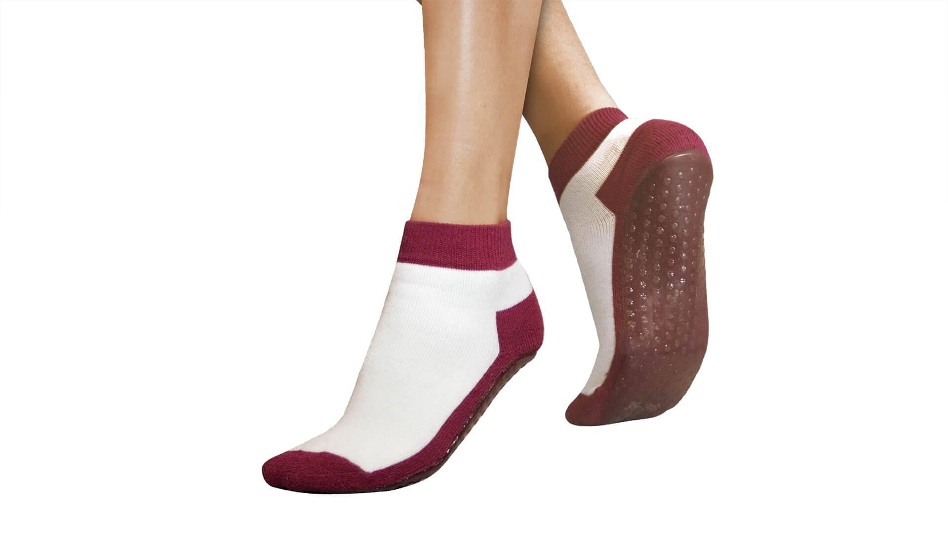 Suprima Anti-Rutsch-Socken, weiß/bordeux