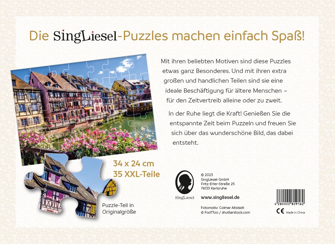 Senioren-Puzzle „Colmar“, 35 XXL-Teile, 34 x 24 cm, Puzzle für Menschen mit Demenz