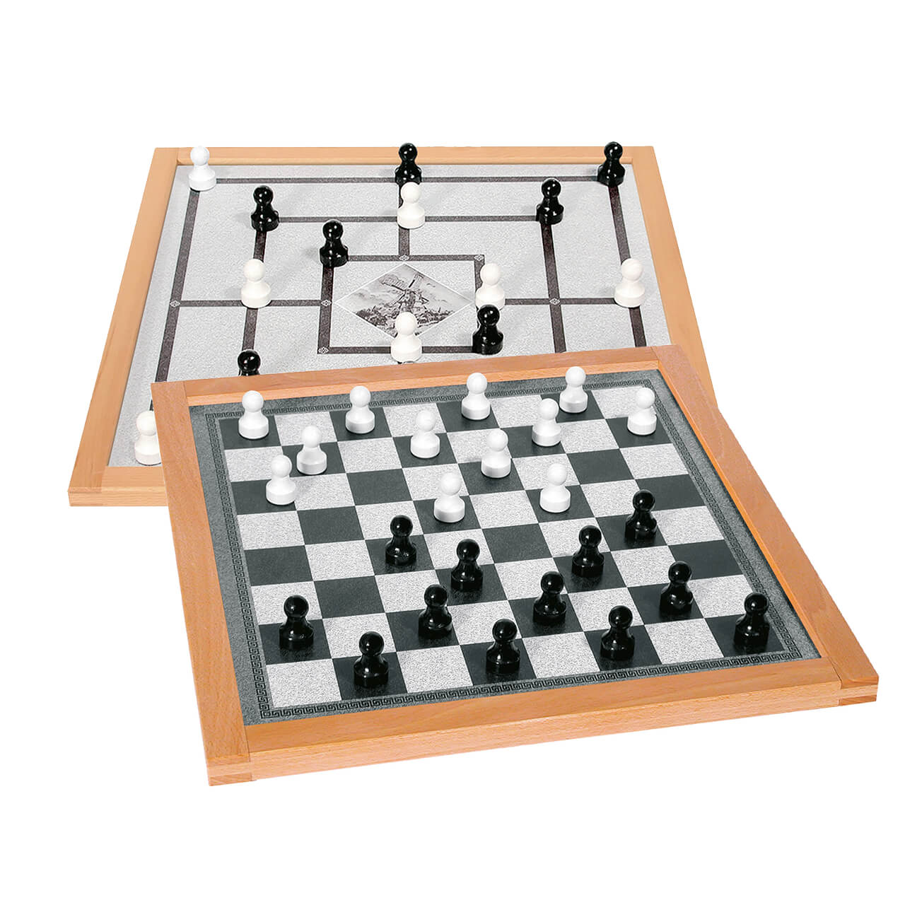 Extra großes Magnet Doppel-Brettspiel Dame & Mühle, 50 x 50 cm