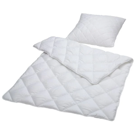 Bett-Set – Kissen mit Steppdecke – 100% Polyester-Microfaser - weiß