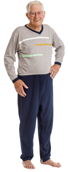 Suprima Pflege-Schlafanzug, lang, Rücken- und Beinreißverschluss – Baumwolle - unisex