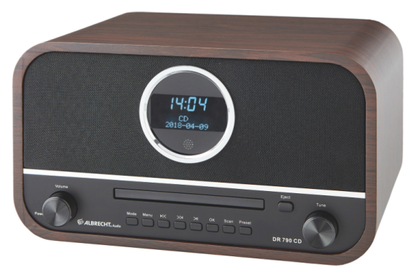 Albrecht DR790 Digital-Radio mit CD-Player, Retro Design, Fernbedienung, USB Ladefunktion