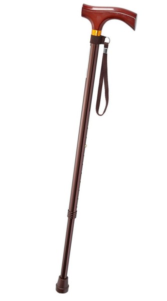 Aluminium-Gehstock mit Holz-Fritzgriff, höhenverstellbar