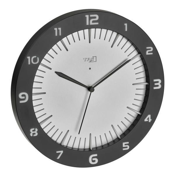 Analoge Funk-Wanduhr mit farbiger Beleuchtung, Lumoclock, ø 30 cm