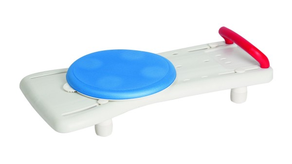Badewannenbrett Deluxe, drehbarer Softsitz, Haltegriff, 56–68 cm