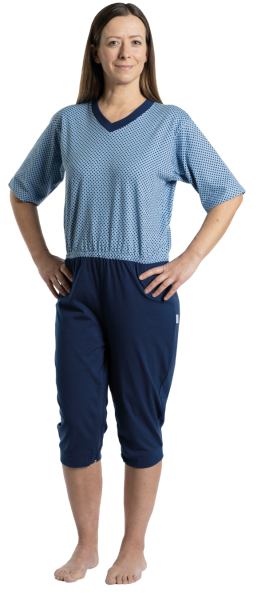 Suprima Pflege-Schlafanzug, kurz, Rücken- und Beinreißverschluss – Baumwolle - unisex